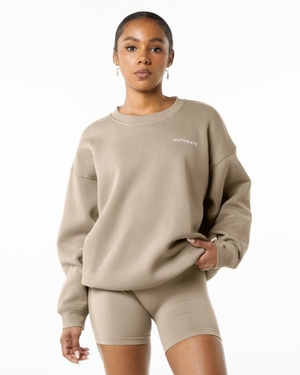 Manches Longues Alphalete Classiche Crew Linen Femme | DUI-20810407