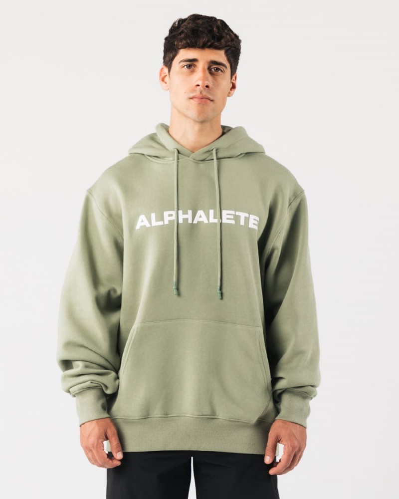 Sweat a Capuche Alphalete Core Hoodie Sage Homme | JHA-62882245