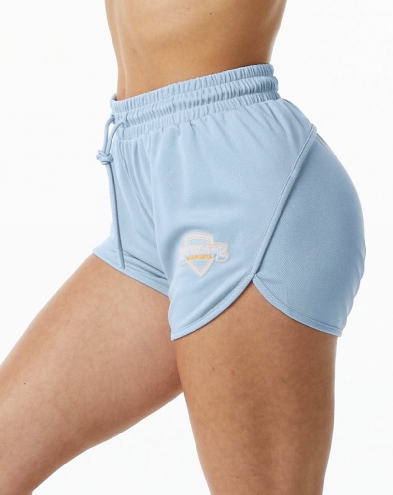 Short Alphalete Varsity Corta 3.25" Bleu Clair Femme | MOZ-70986230