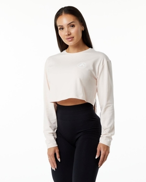 Manches Longues Alphalete Dynasty LS Crop Blush Femme | WOV-22423386