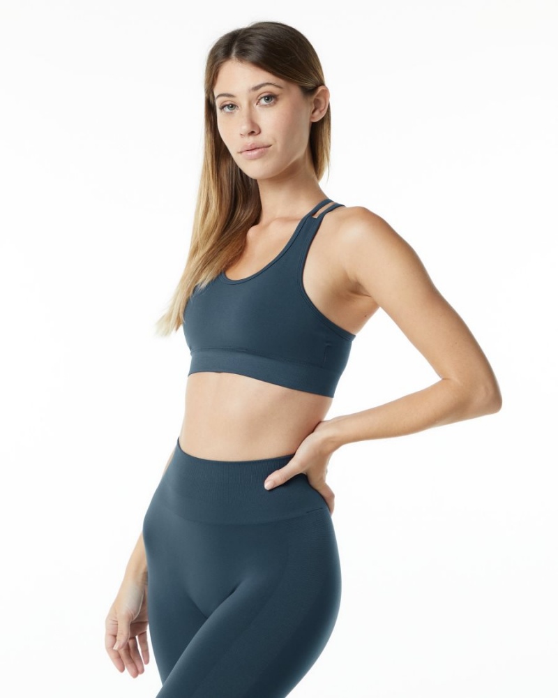 Soutien Gorge Sport Alphalete Revival Bra Bleu Femme | UMJ-22868746