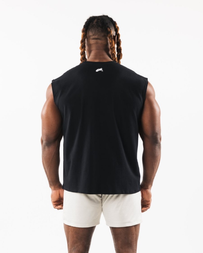 Debardeur Alphalete Brushed Wolf Head Muscle Tank Noir Homme | QZE-57484076