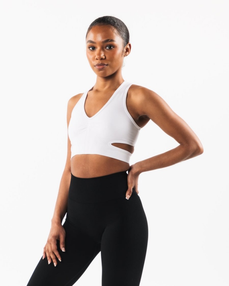 Soutien Gorge Sport Alphalete Stratus Bra Blanche Femme | CIC-63029070