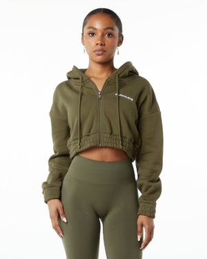 Vestes Alphalete Classiche Capital Full-Zip Crop Jacket Willow Femme | AJT-50683629