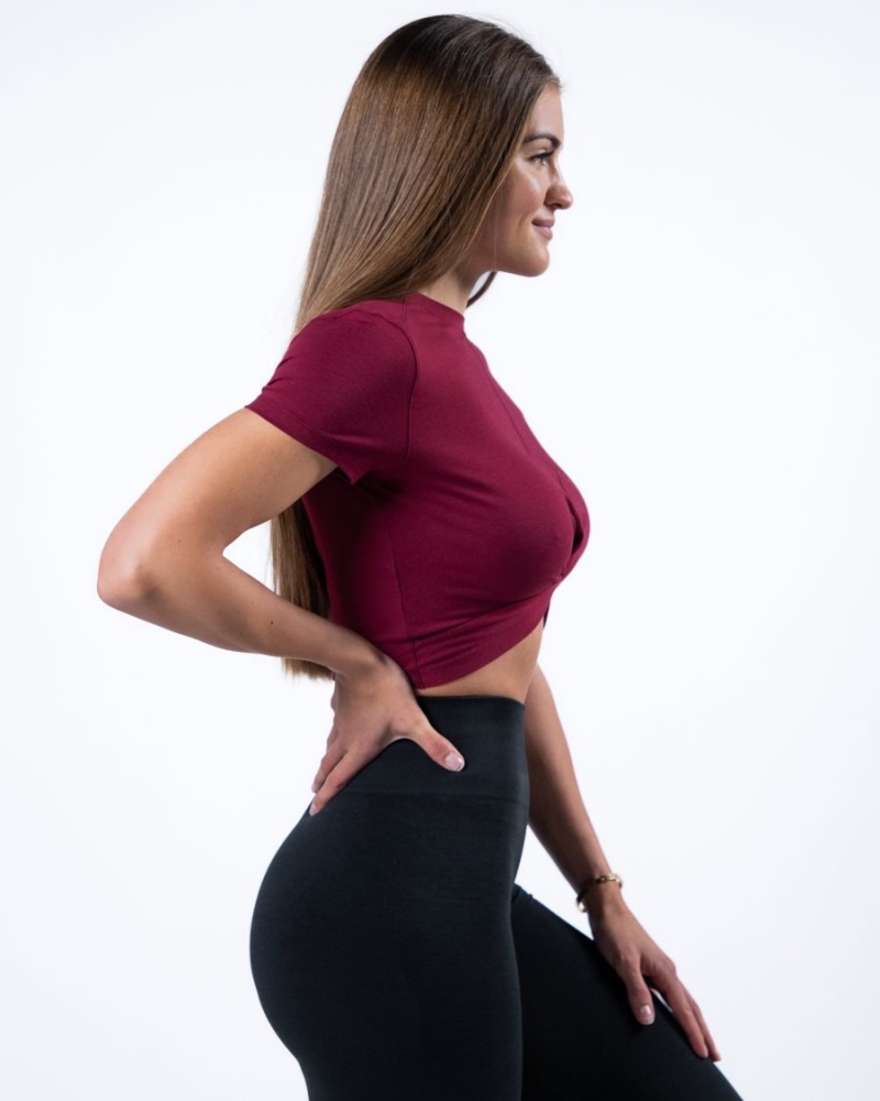 Chemises Alphalete Evo Twist Crop Rouge Femme | VKN-34413107