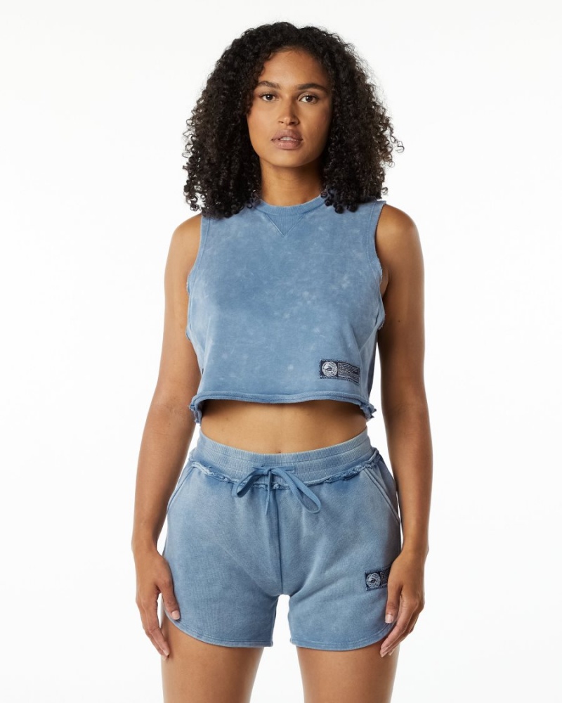 Debardeur Alphalete Very Terry Crop Cutoff Bleu Femme | DKO-10341369