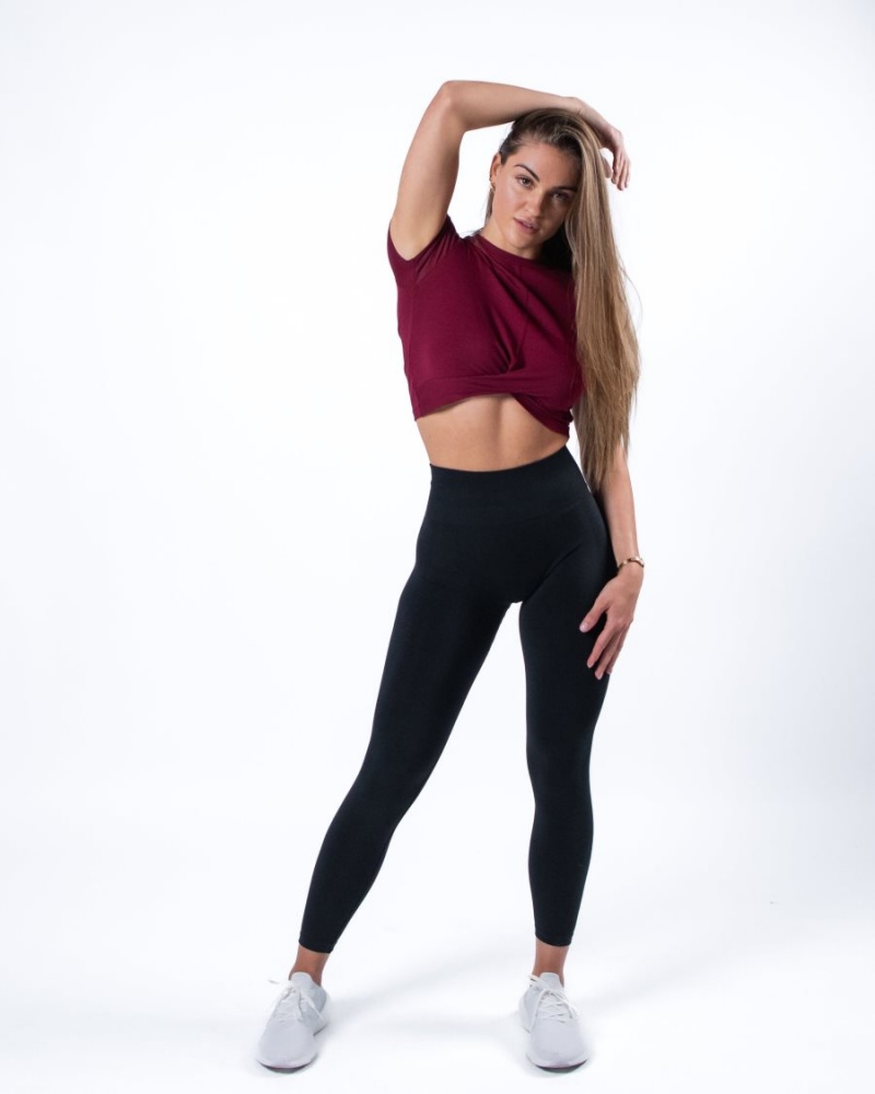 Chemises Alphalete Evo Twist Crop Rouge Femme | VKN-34413107