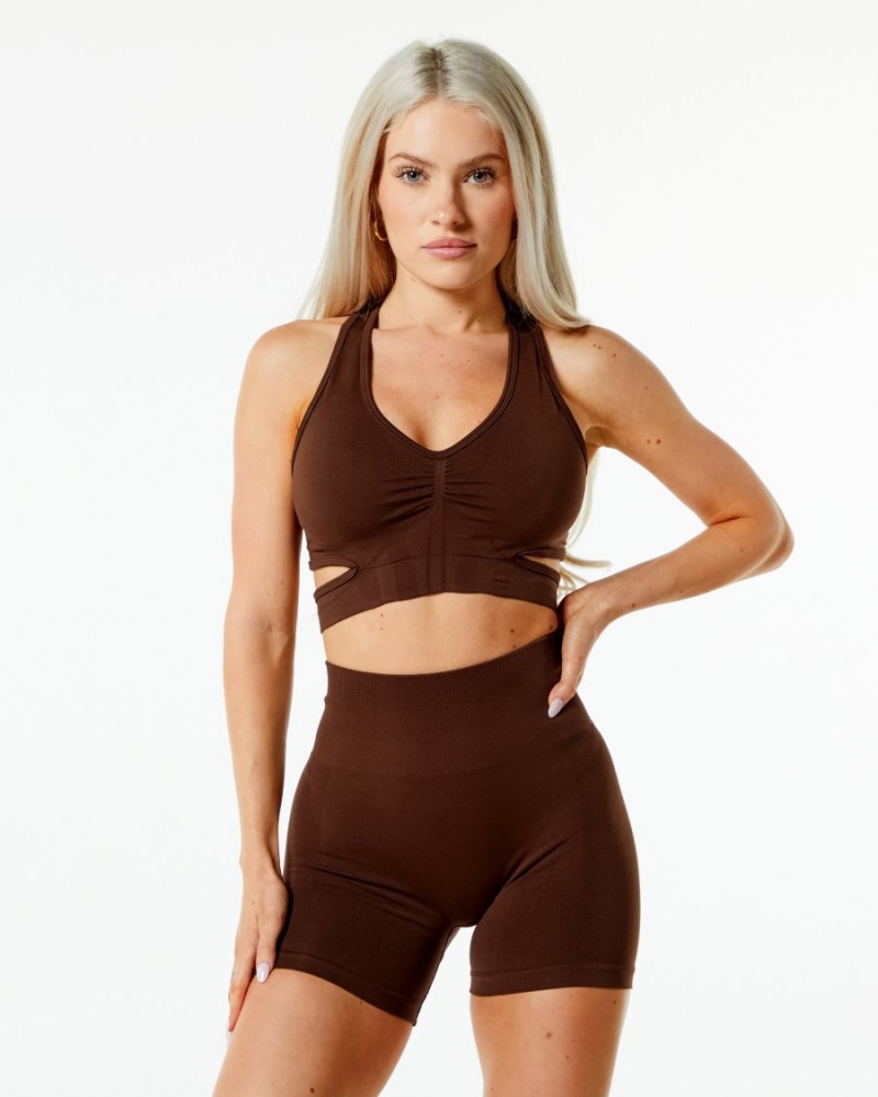 Soutien Gorge Sport Alphalete Stratus Bra Marron Femme | FYI-09924376