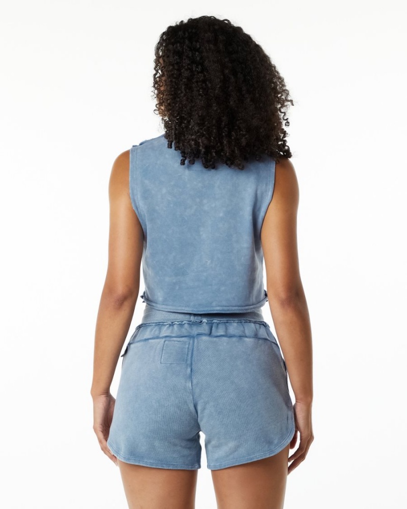 Debardeur Alphalete Very Terry Crop Cutoff Bleu Femme | DKO-10341369