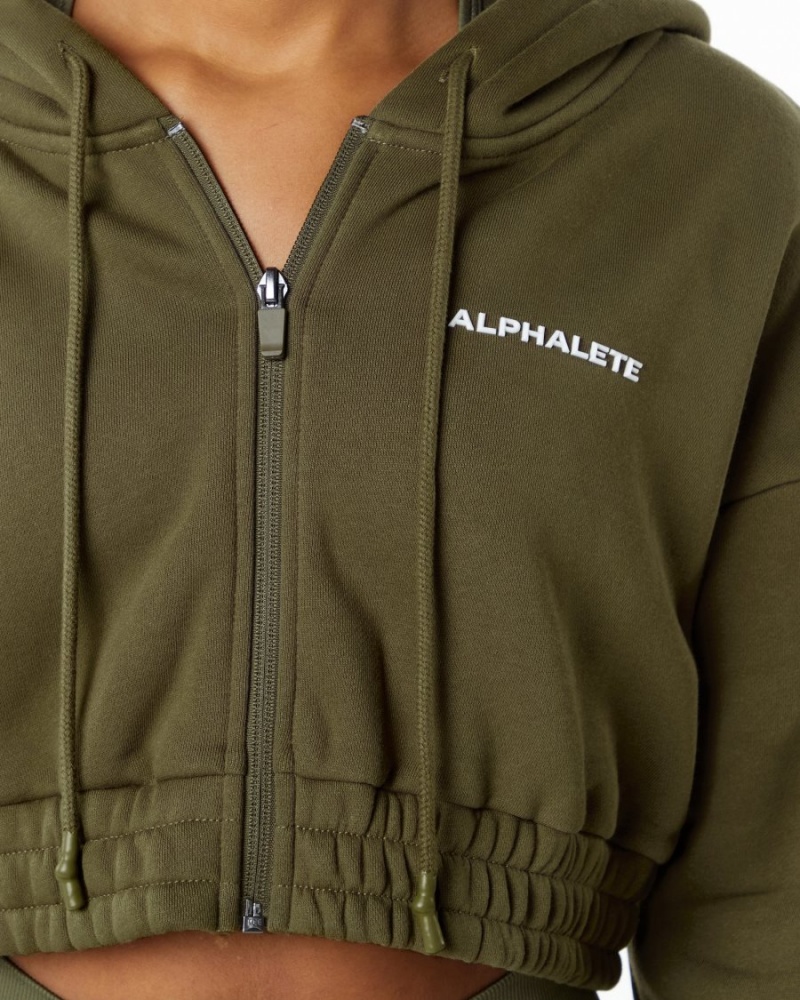 Vestes Alphalete Classiche Capital Full-Zip Crop Jacket Willow Femme | AJT-50683629