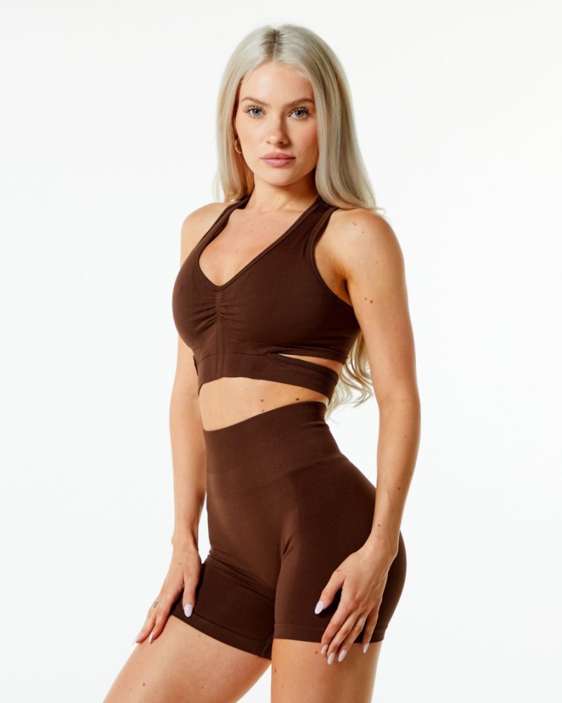 Soutien Gorge Sport Alphalete Stratus Bra Marron Femme | FYI-09924376