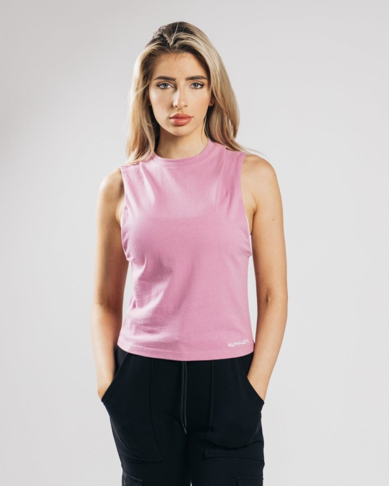 Debardeur Alphalete Heavy Coton Cutoff Rose Femme | AQI-94058403