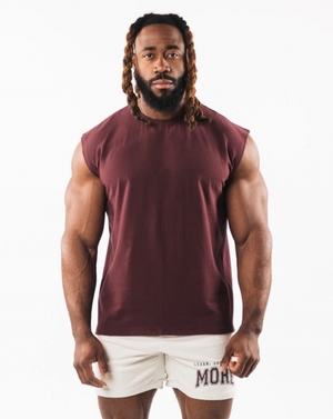 Debardeur Alphalete Brushed Wolf Head Muscle Tank Sangria Homme | YEZ-76090498