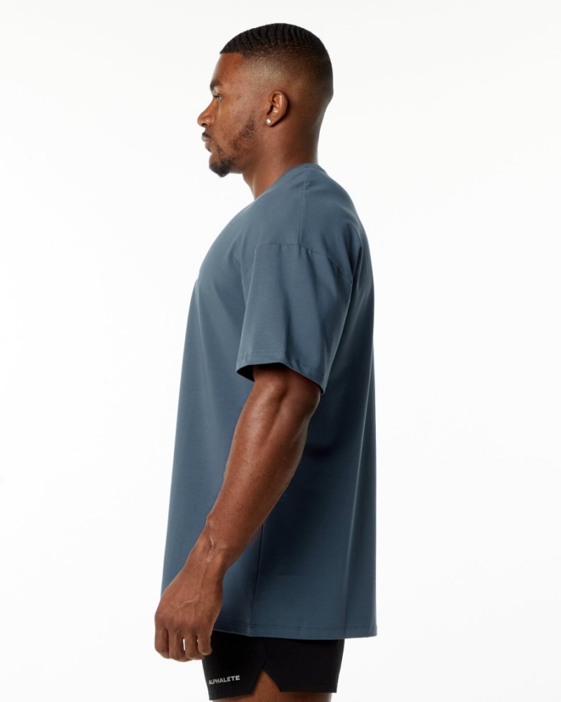 Chemises Alphalete Emblem Tee Bleu Homme | FAQ-63725016