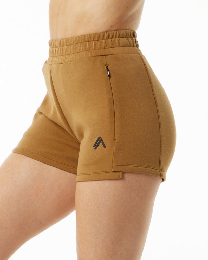 Short Alphalete ELMTS Athlétiques Corta 3.5" Almond Femme | WSL-88102693