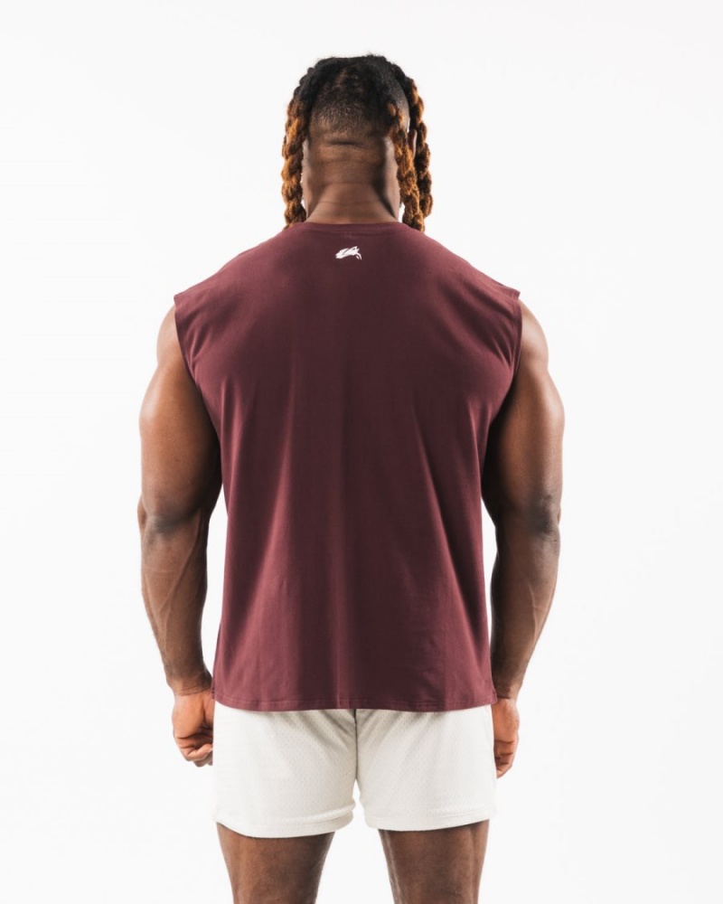 Debardeur Alphalete Brushed Wolf Head Muscle Tank Sangria Homme | YEZ-76090498