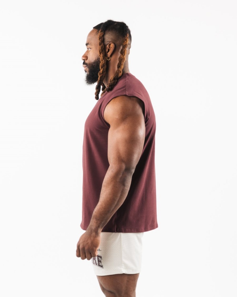 Debardeur Alphalete Brushed Wolf Head Muscle Tank Sangria Homme | YEZ-76090498