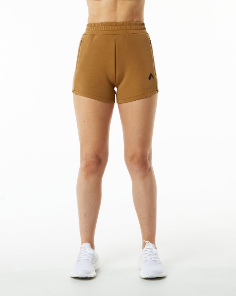 Short Alphalete ELMTS Athlétiques Corta 3.5" Almond Femme | WSL-88102693