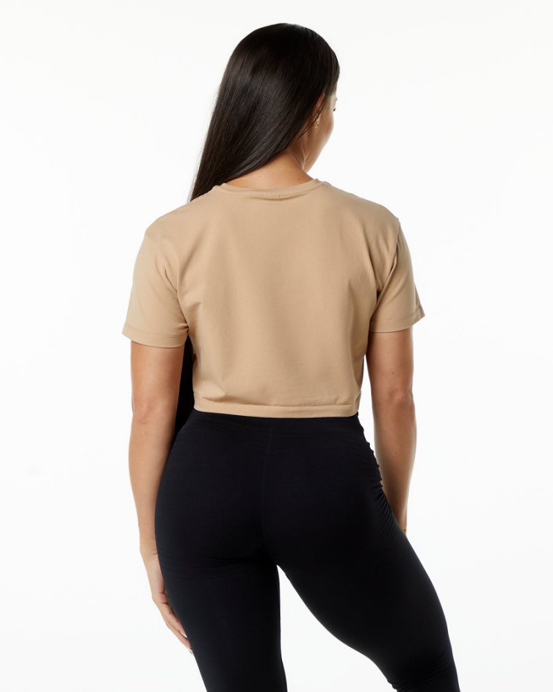 Chemises Alphalete Dynasty Crop Taupe Femme | NKY-63846111