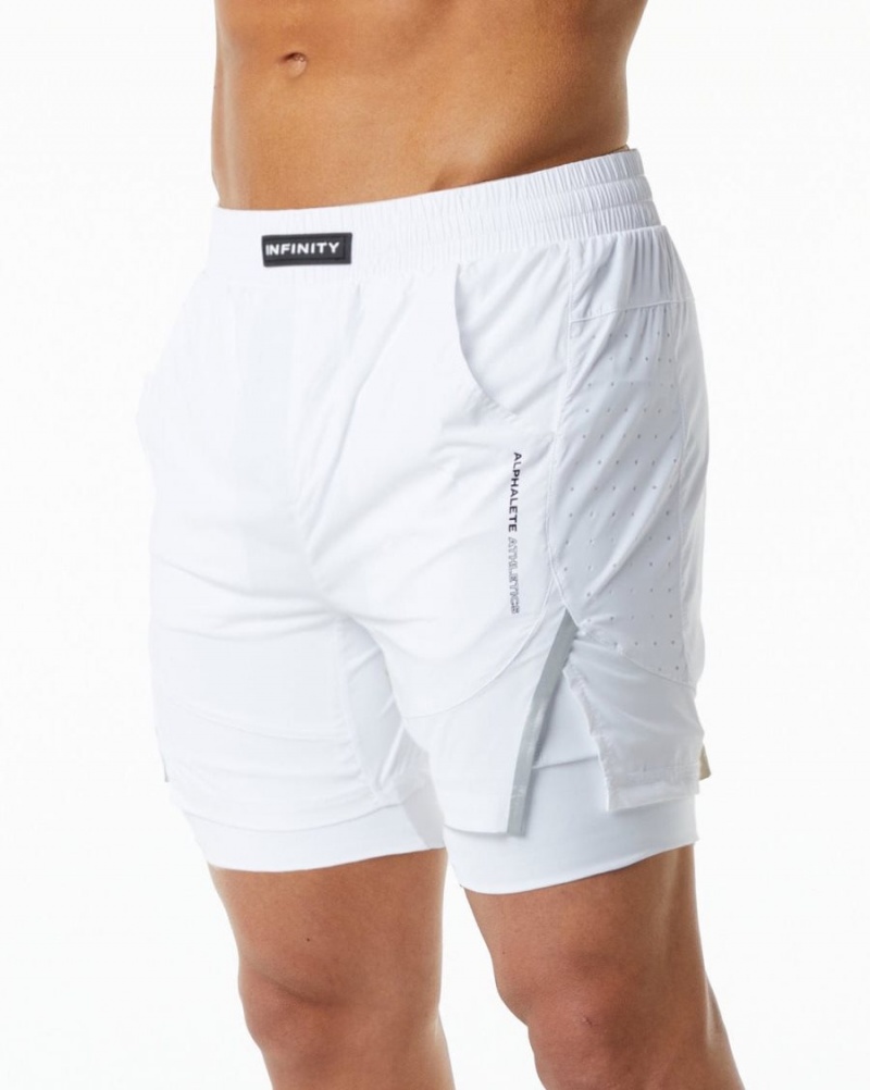 Short Alphalete Infinity Speed Corta 5.5" Blanche Homme | YEE-47190199