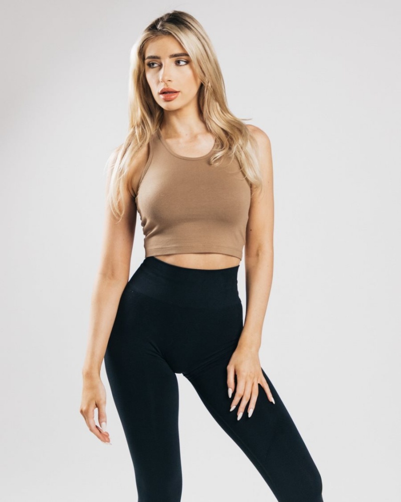 Debardeur Alphalete Essential Crop Tank Noir Femme | GOX-79021089