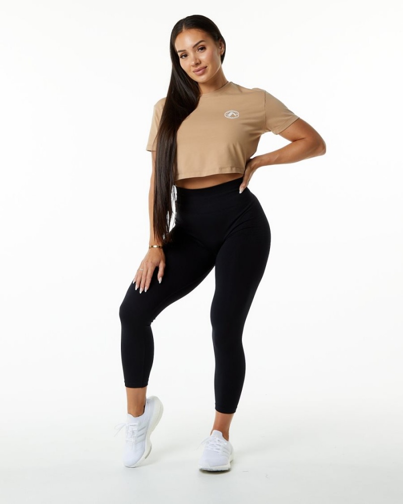 Chemises Alphalete Dynasty Crop Taupe Femme | NKY-63846111