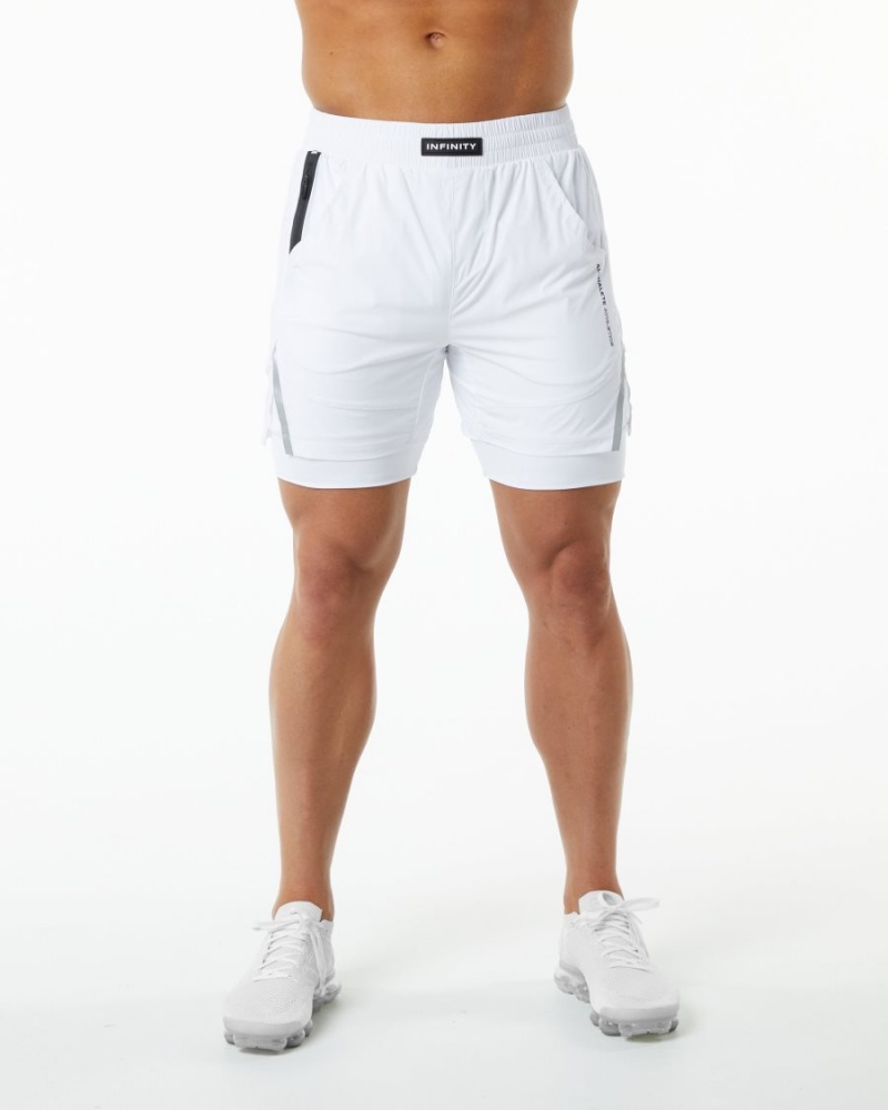 Short Alphalete Infinity Speed Corta 5.5" Blanche Homme | YEE-47190199