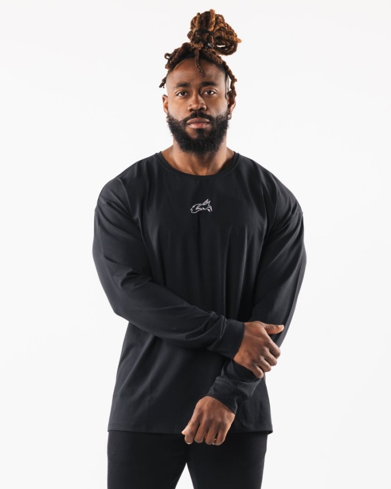 Chemises Alphalete Wolf Head LS Tee Noir Homme | ZDZ-50518670