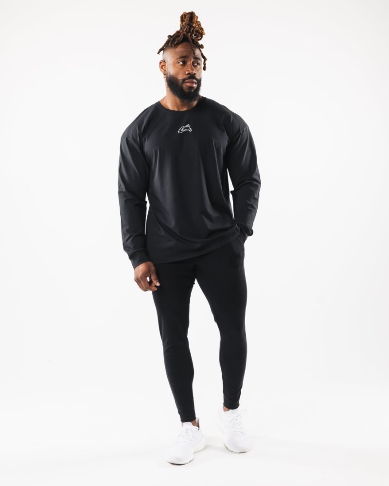 Chemises Alphalete Wolf Head LS Tee Noir Homme | ZDZ-50518670