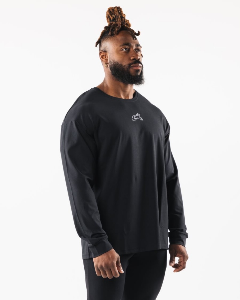 Chemises Alphalete Wolf Head LS Tee Noir Homme | ZDZ-50518670