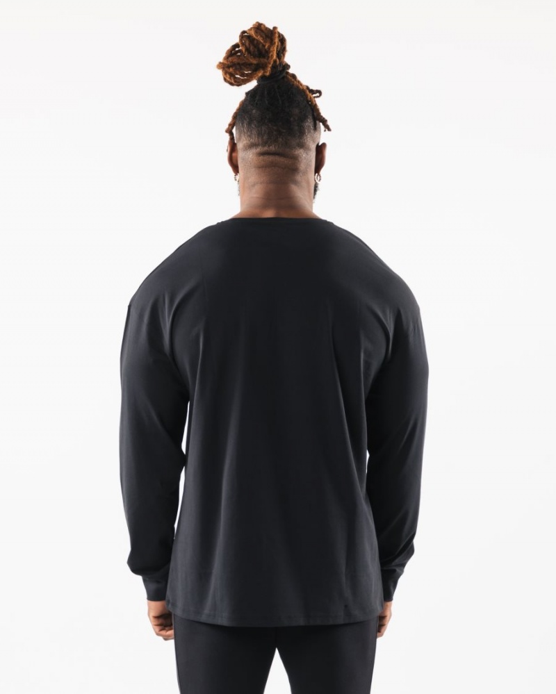 Chemises Alphalete Wolf Head LS Tee Noir Homme | ZDZ-50518670