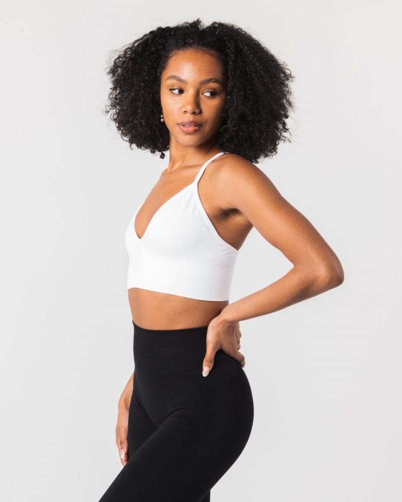 Soutien Gorge Sport Alphalete Seamless Nervuré Bra Blanche Femme | KXO-60421315