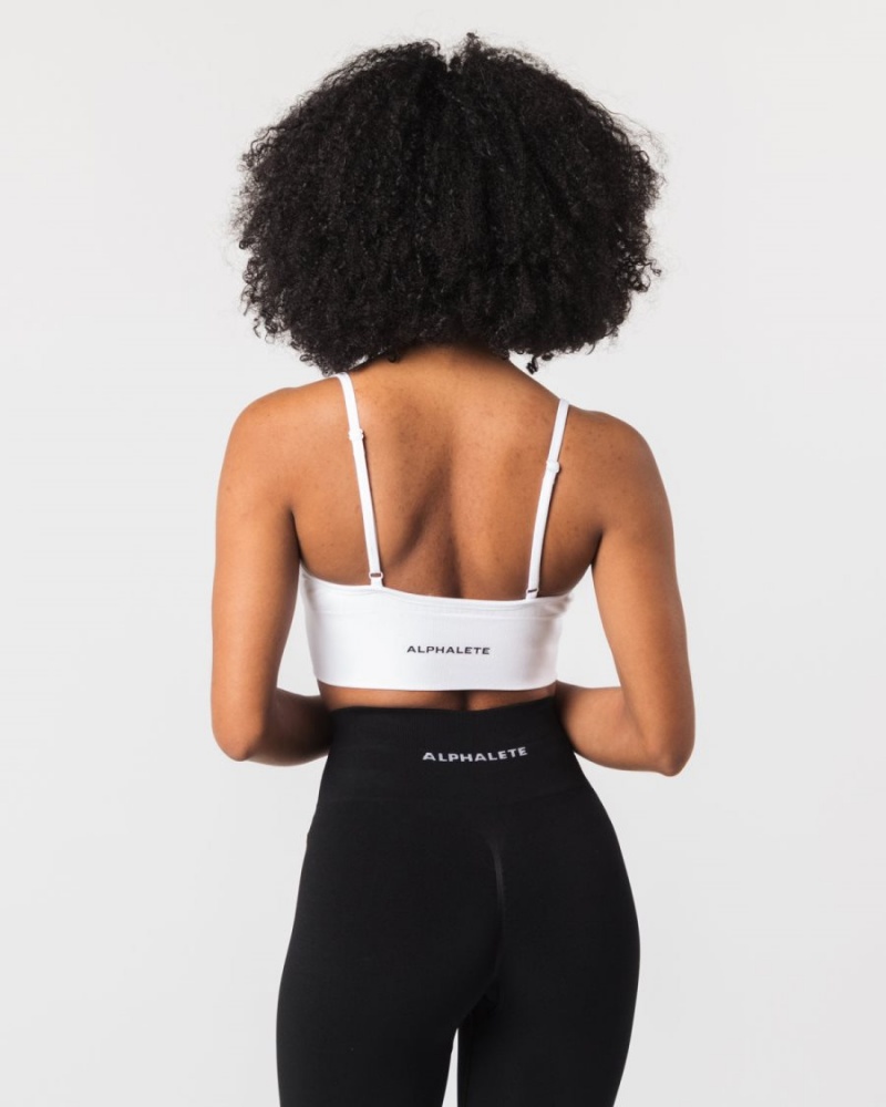 Soutien Gorge Sport Alphalete Seamless Nervuré Bra Blanche Femme | KXO-60421315