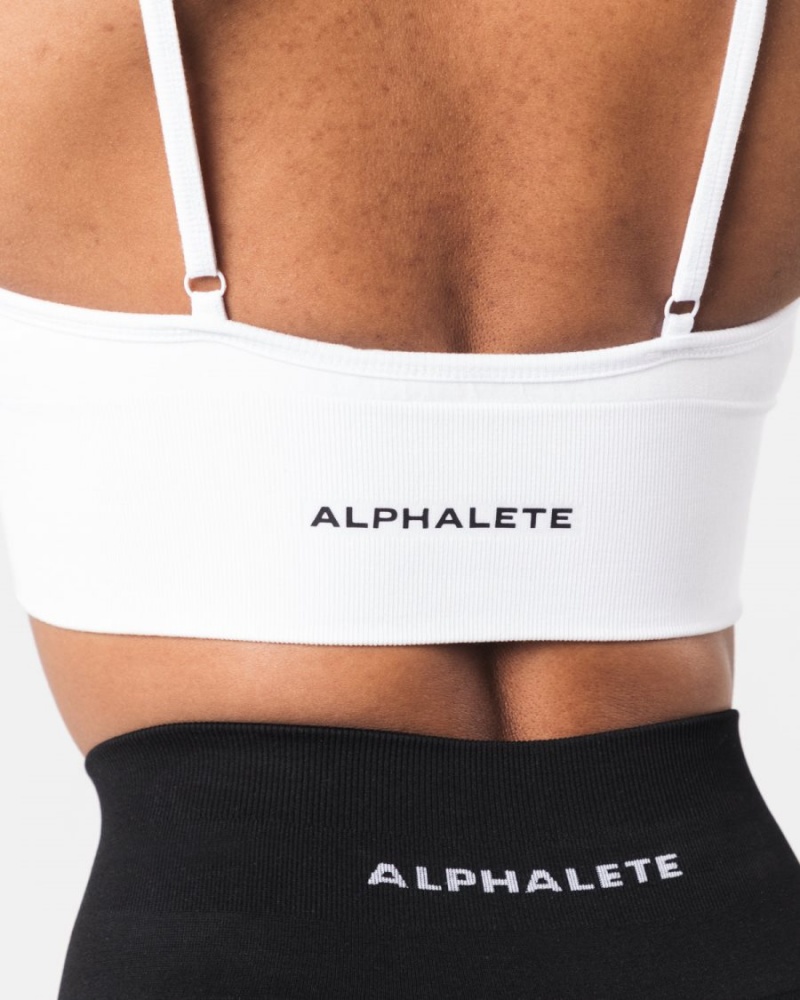 Soutien Gorge Sport Alphalete Seamless Nervuré Bra Blanche Femme | KXO-60421315