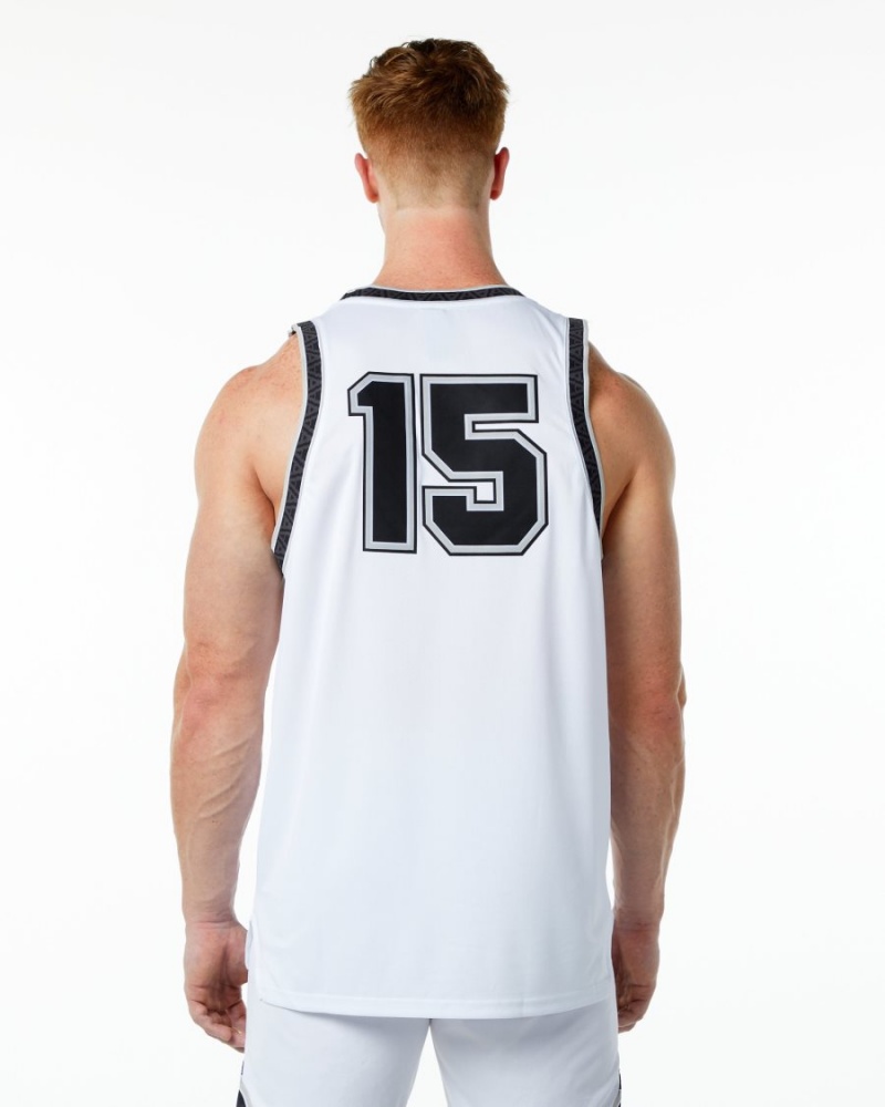 Stringers Alphalete Varsity Basketball Jersey Blanche Homme | EJE-07042409