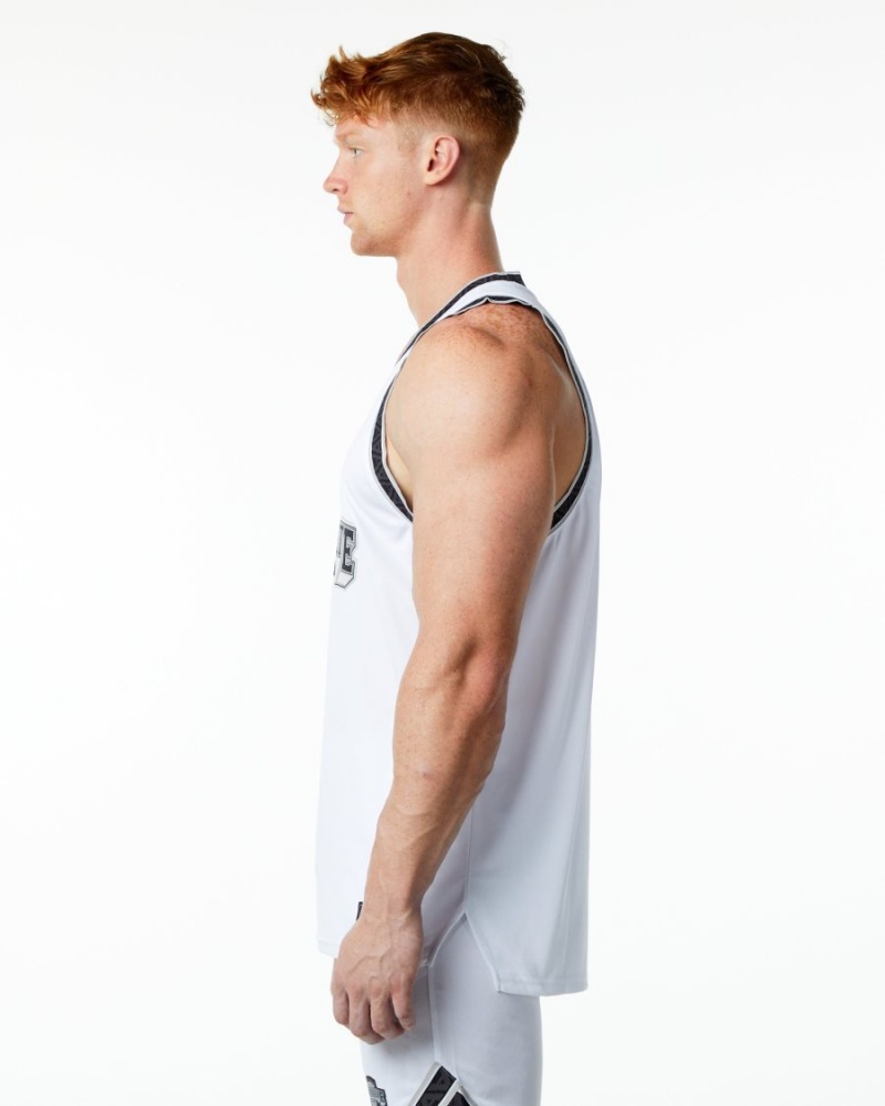 Stringers Alphalete Varsity Basketball Jersey Blanche Homme | EJE-07042409