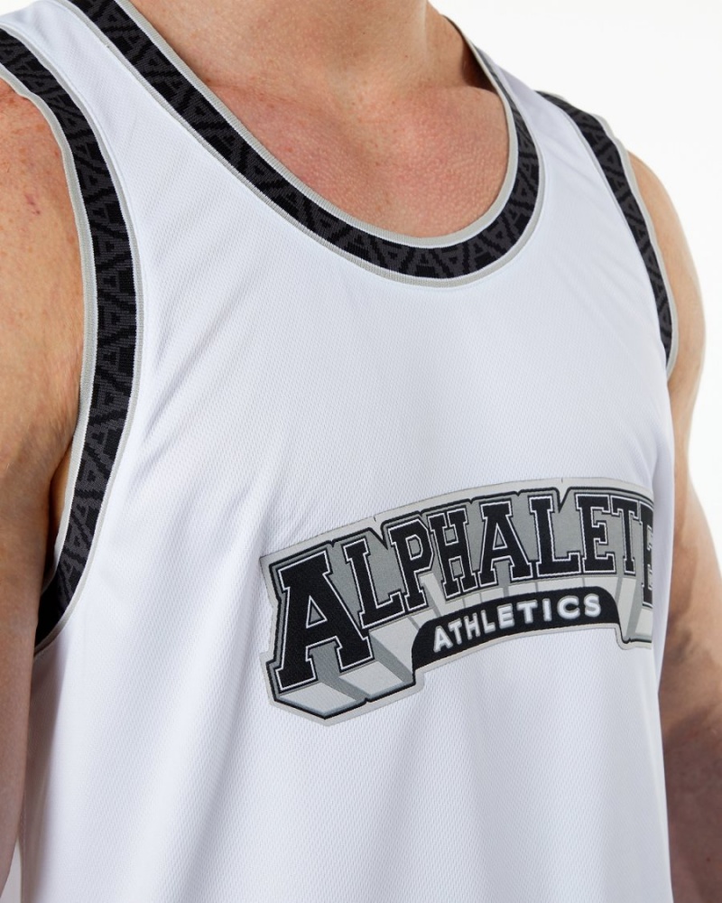 Stringers Alphalete Varsity Basketball Jersey Blanche Homme | EJE-07042409