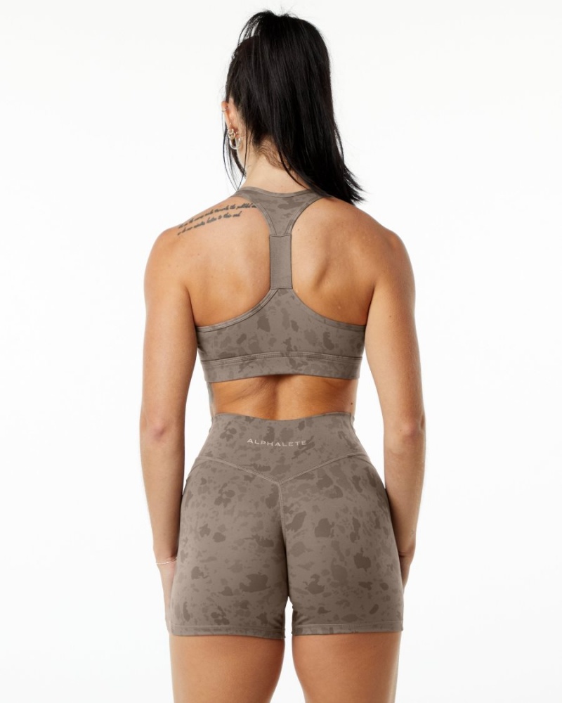 Soutien Gorge Sport Alphalete Surface Wrap Bra Pebble Print Mocha Femme | CQI-89130758