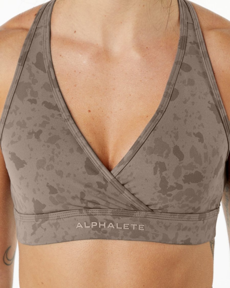 Soutien Gorge Sport Alphalete Surface Wrap Bra Pebble Print Mocha Femme | CQI-89130758