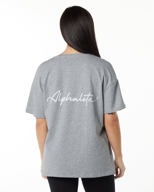 Chemises Alphalete Signature Oversized Tee Grise Femme | NPD-56105355