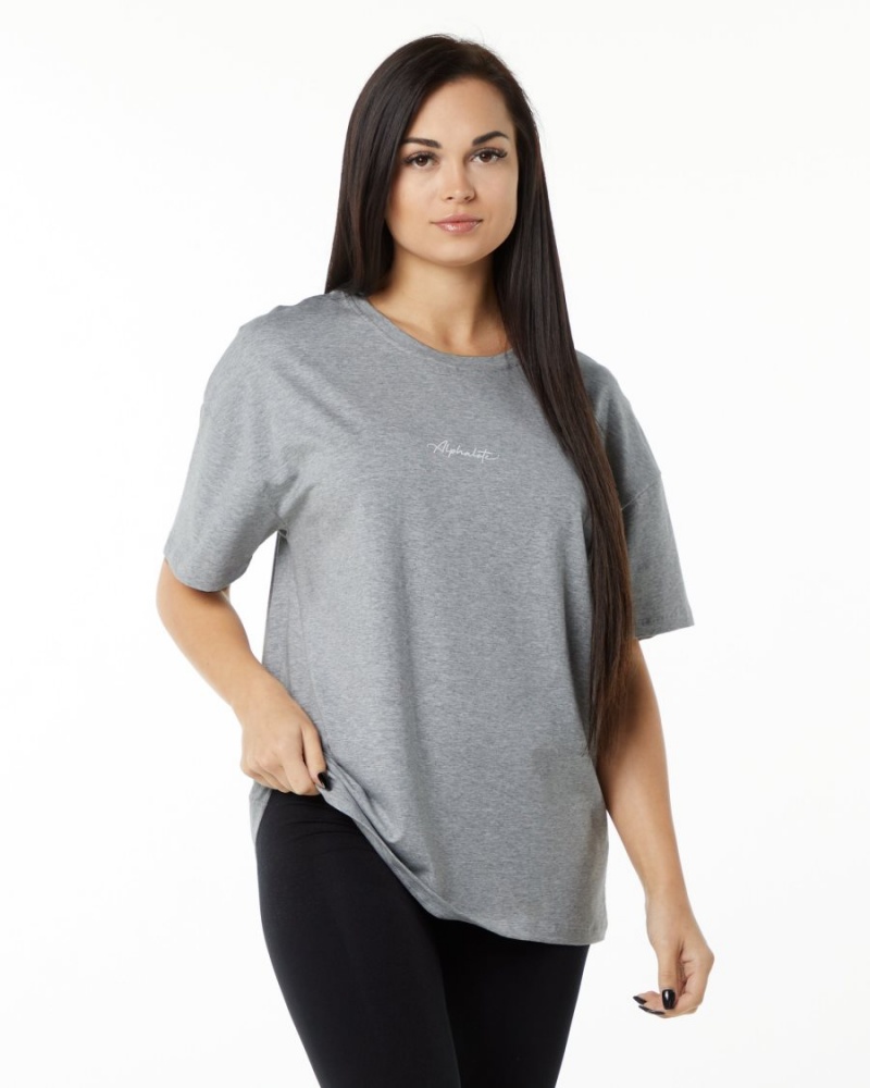 Chemises Alphalete Signature Oversized Tee Grise Femme | NPD-56105355