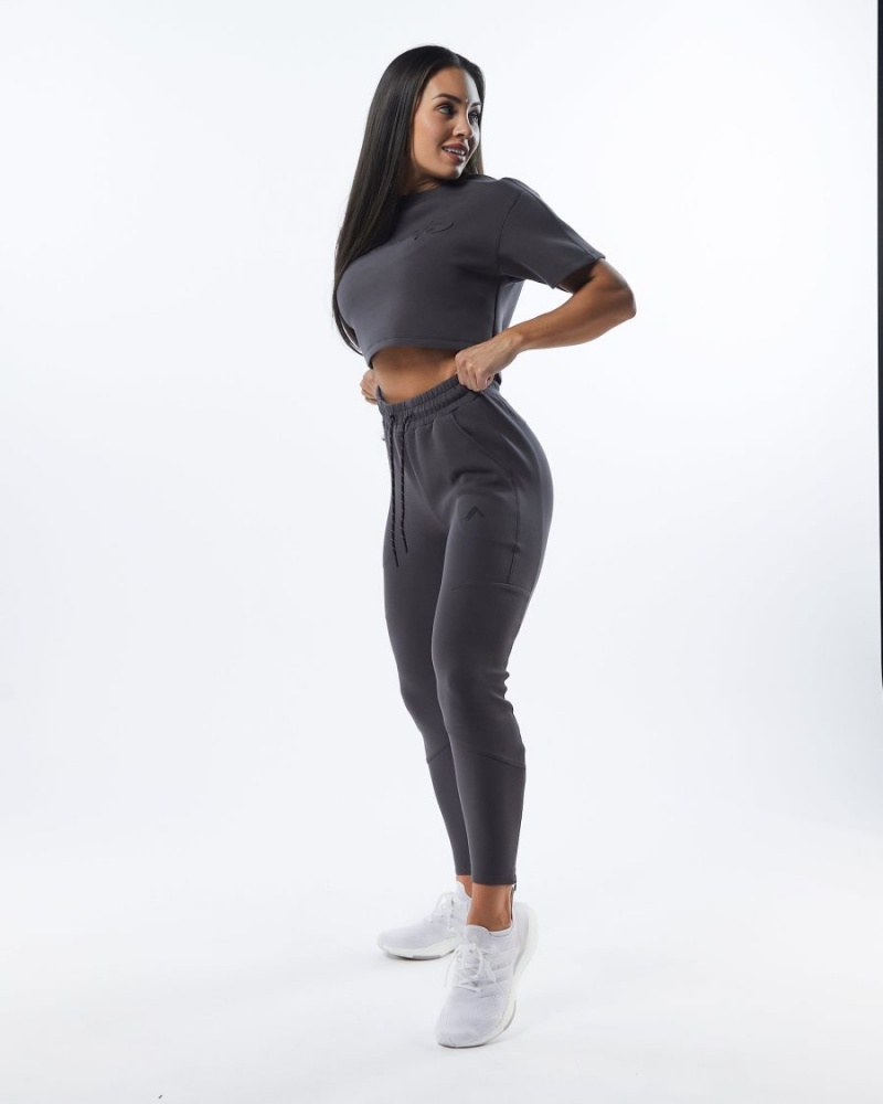 Pantalon Jogging Alphalete ELMTS Zip Jogger Charcoal Femme | VMT-93465123