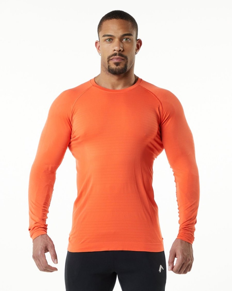 Chemises Alphalete Hero Long Sleeve Tee Faded Strawberry Homme | LYY-72636807