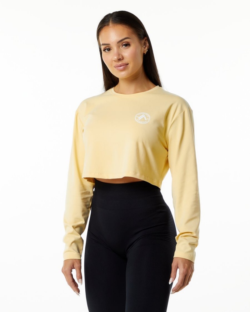 Manches Longues Alphalete Dynasty LS Crop Daffodil Femme | HGB-82693298