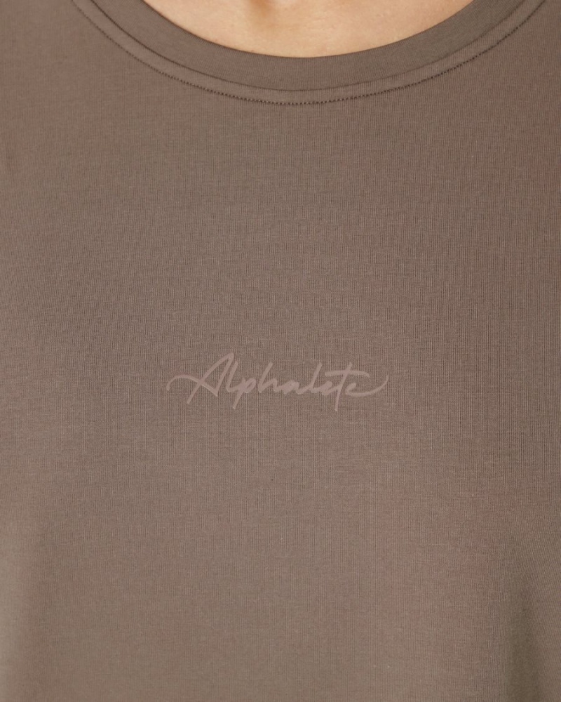 Chemises Alphalete Signature Oversized Tee Mocha Femme | GFI-29029043