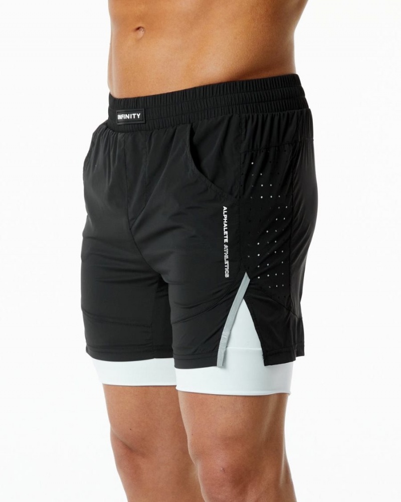 Short Alphalete Infinity Speed Corta 5.5" Noir Blanche Homme | REP-20251263