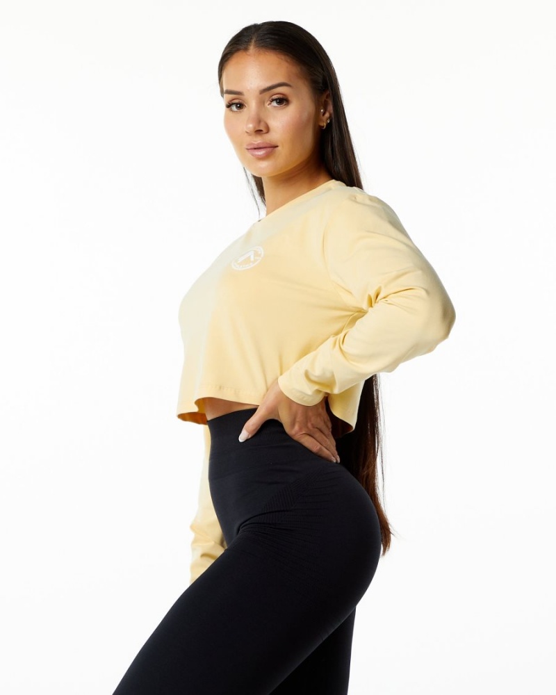 Manches Longues Alphalete Dynasty LS Crop Daffodil Femme | HGB-82693298