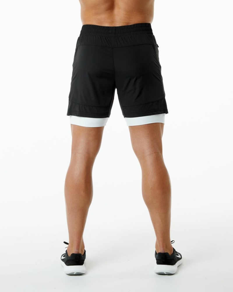 Short Alphalete Infinity Speed Corta 5.5" Noir Blanche Homme | REP-20251263