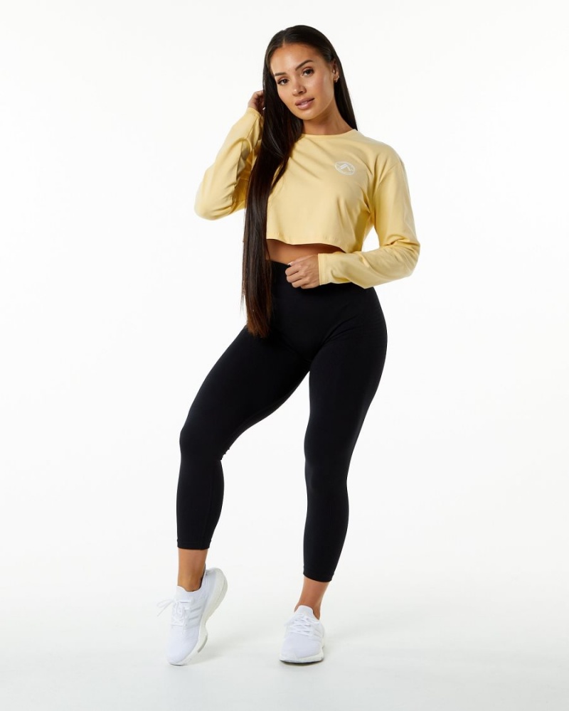 Manches Longues Alphalete Dynasty LS Crop Daffodil Femme | HGB-82693298