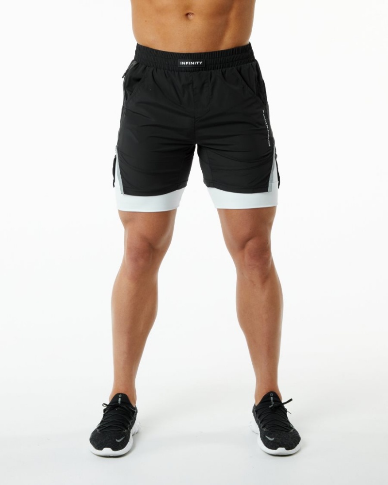 Short Alphalete Infinity Speed Corta 5.5" Noir Blanche Homme | REP-20251263